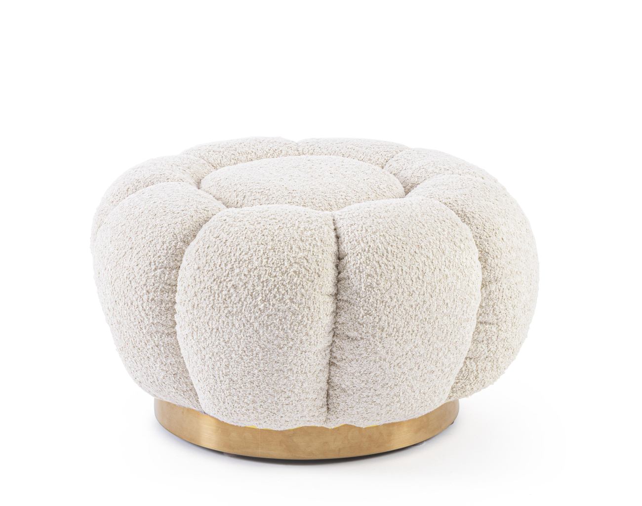 Pouf Florel aus Boucle-Stoff, Natur