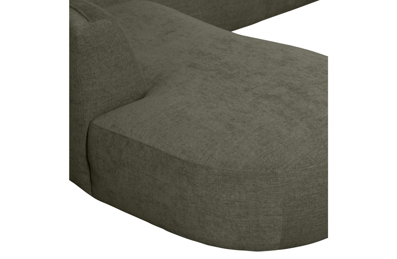 Sofa Polly U-Form aus Webstoff Links, Grün