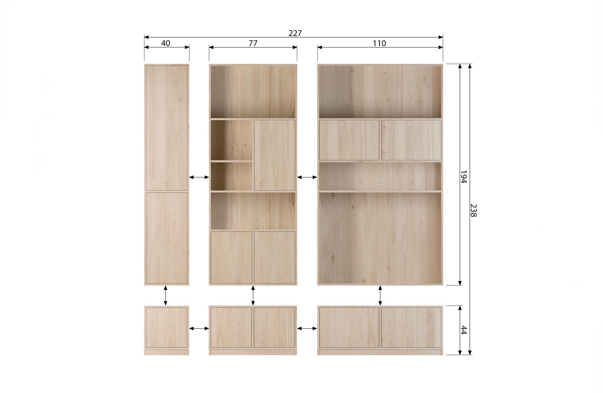 Modulschrank Modulair 199x110 cm