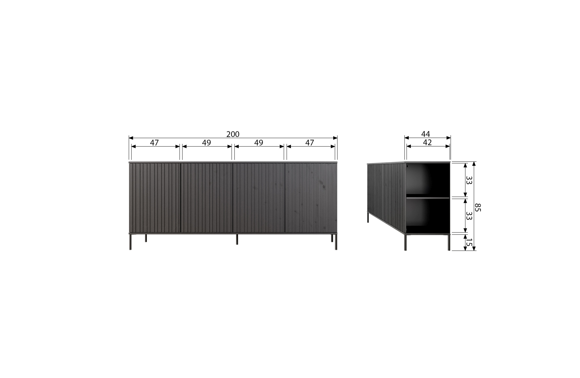 Sideboard Gravure aus Eichenholz, Natur