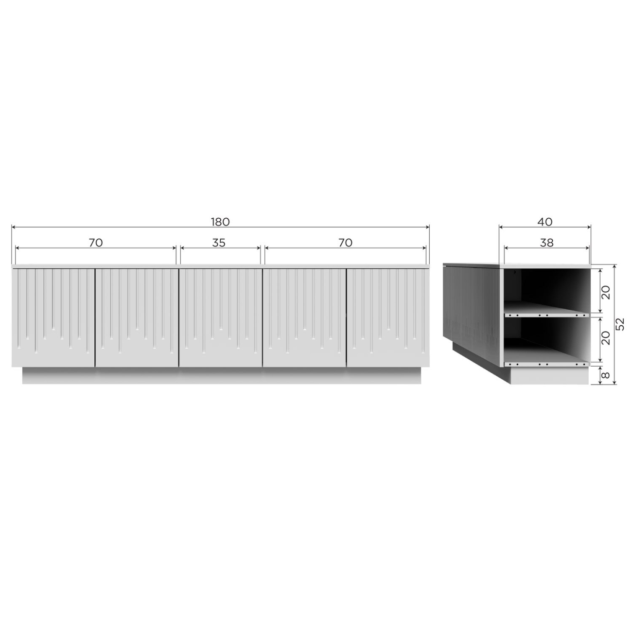 TV-Board Pencil aus Kiefernholz, Mist