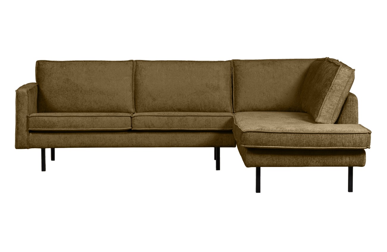 Ecksofa Rodeo aus Struktursamt Rechts, Brass