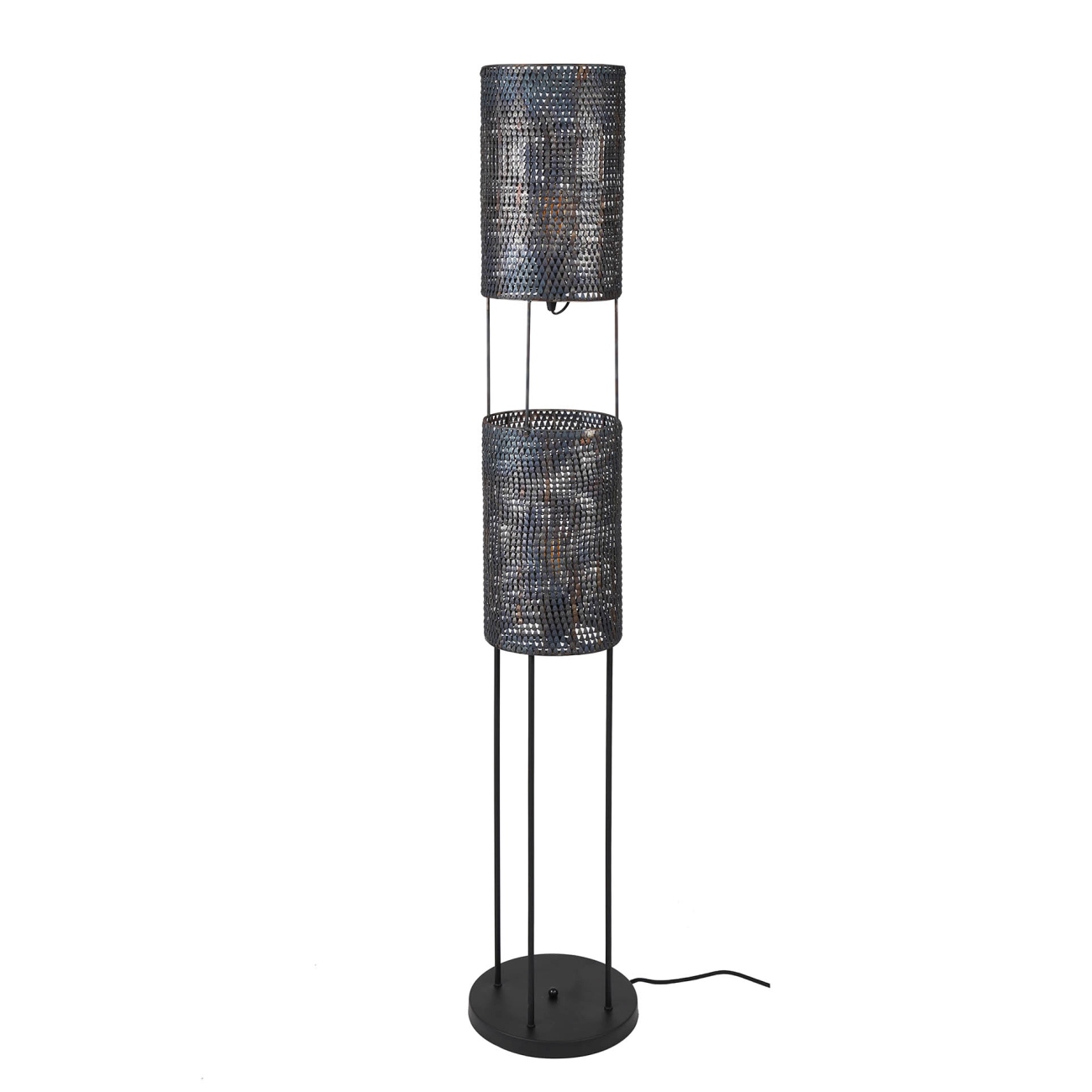 Stehleuchte Crocodi mit LED, 2-flammig - Metall, Schwarzbraun, Ø 28 cm
