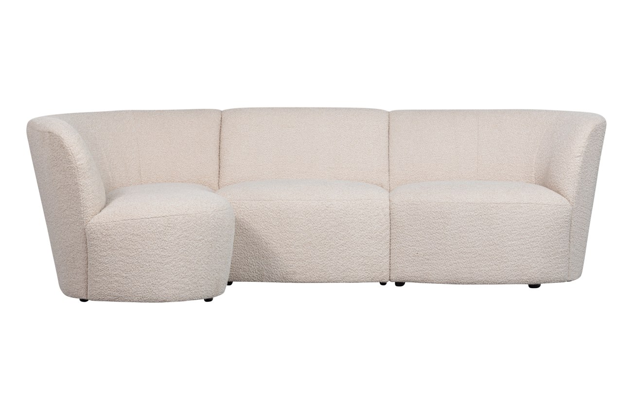 Ecksofa Coco aus Boucle-Stoff Links, Creme