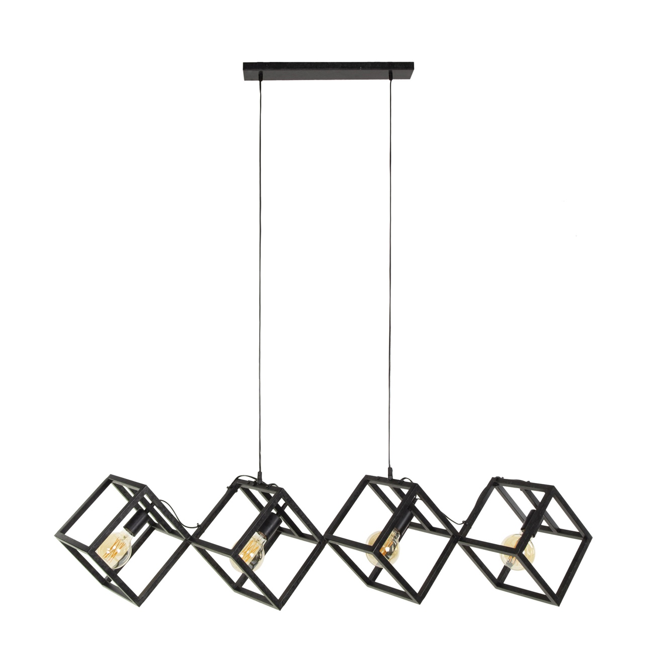 Hängeleuchte Cube, 4-flammig - Metall in Anthrazit, 150 cm, inkl. LED