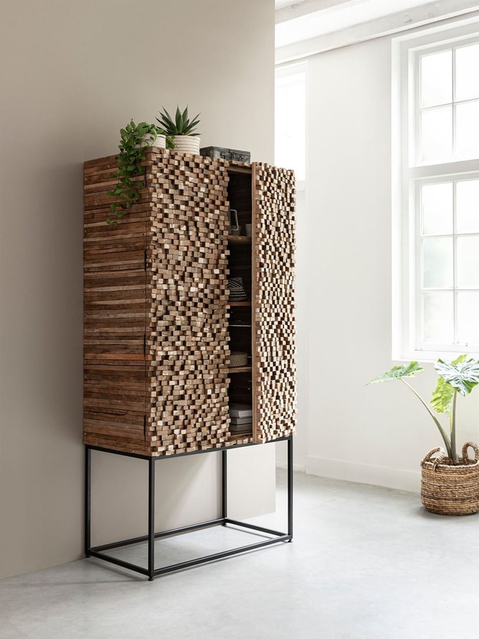 Schrank Sticks aus Teakholz, 90 cm