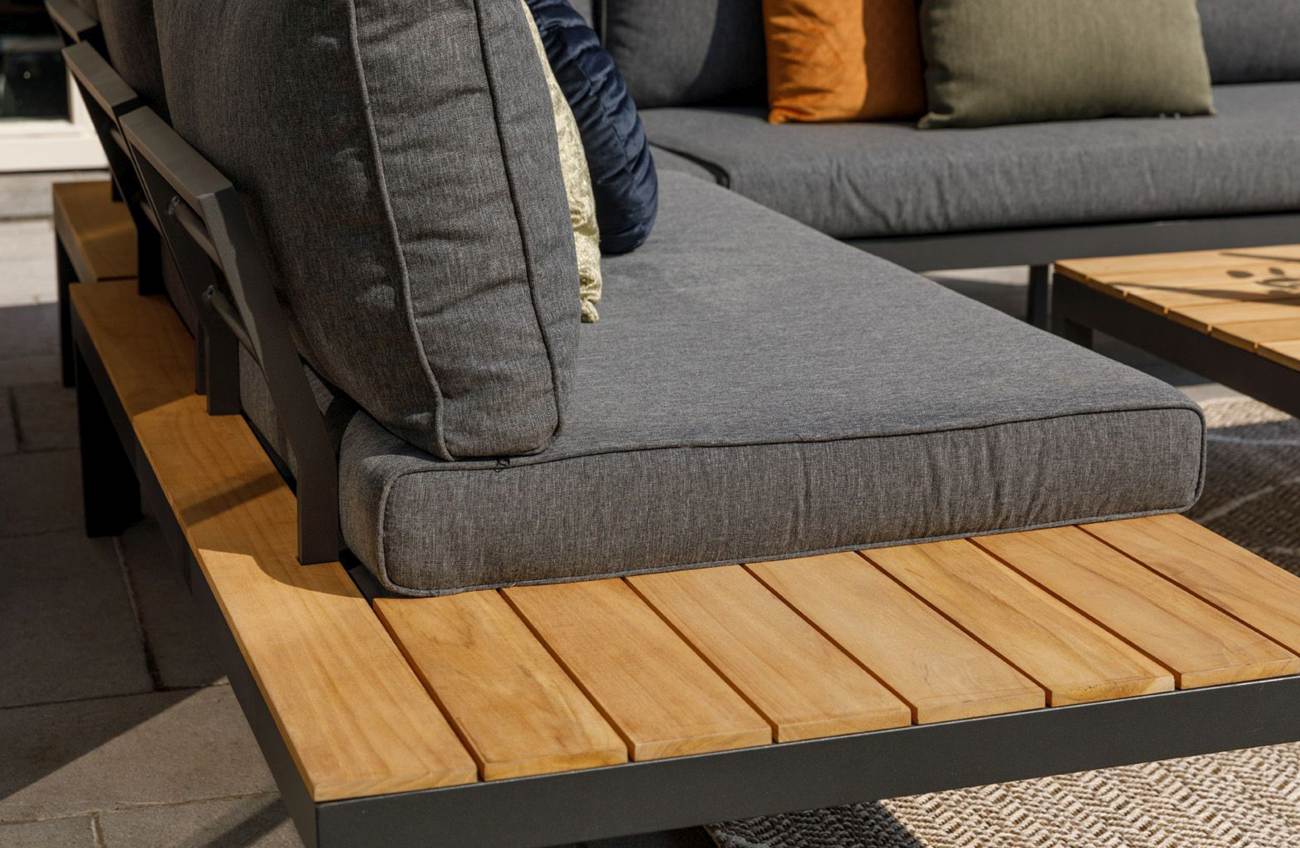 Gartenecksofa La Vida aus Teakholz, Anthrazit