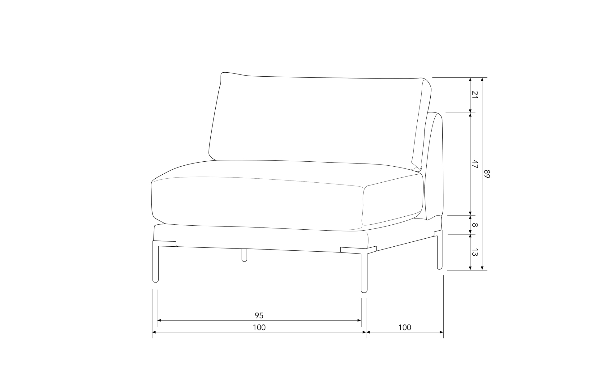 Modulsofa Couple Loveseat Element, Sand