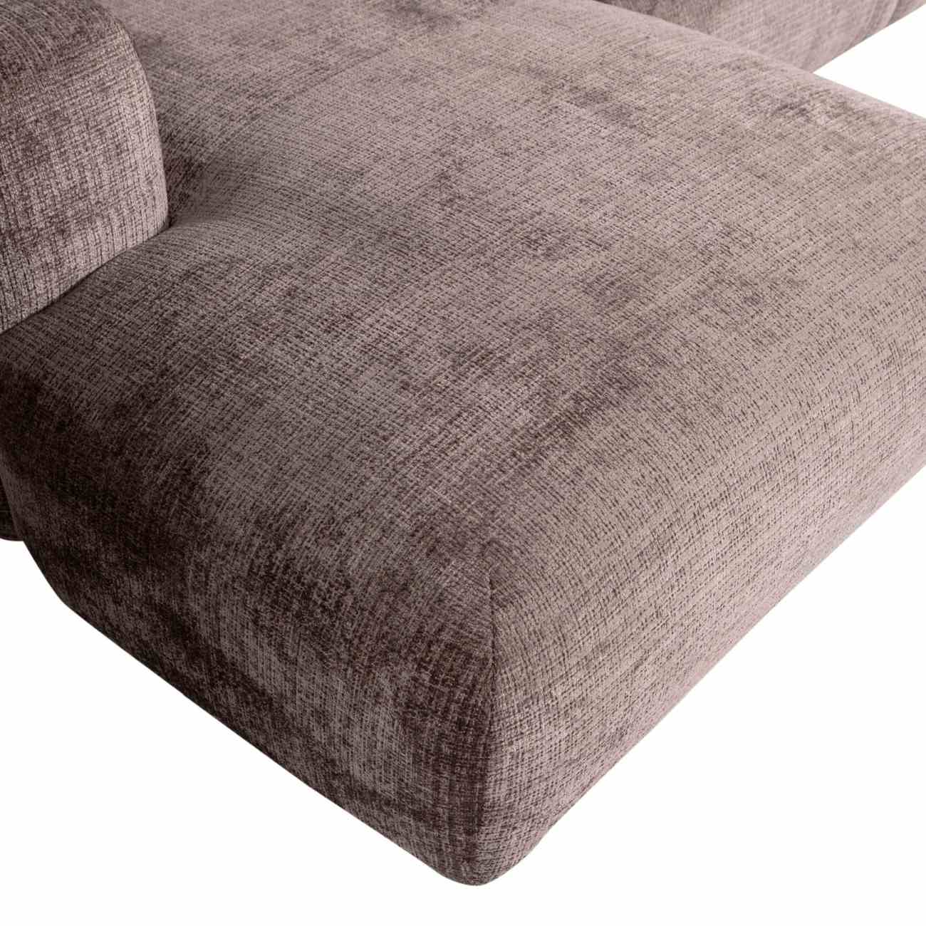 Chaiselongue Cloud aus Chenille-Stoff Links, Taupe