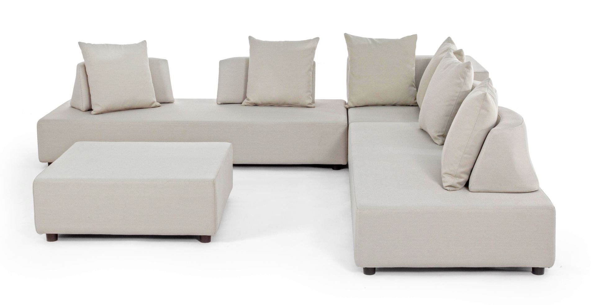 Gartenlounge Sofa Piper mit Kissen und verstellbarer Rückenlehne, Sand