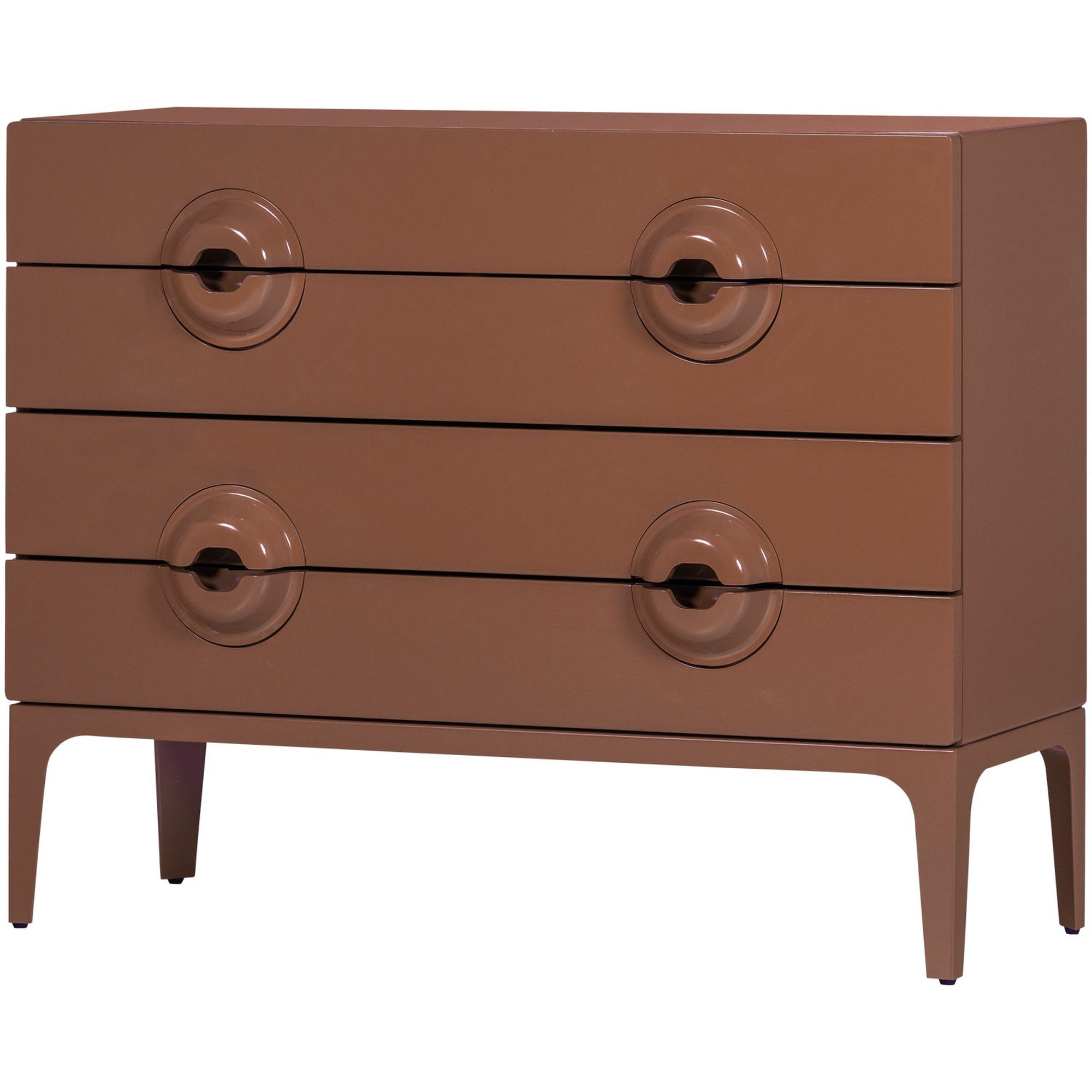 Kommode Merge aus Eukalyptusholz, moderner Retro-Stil, Altrosa, Metallbeine, 110 x 44 x 89 cm