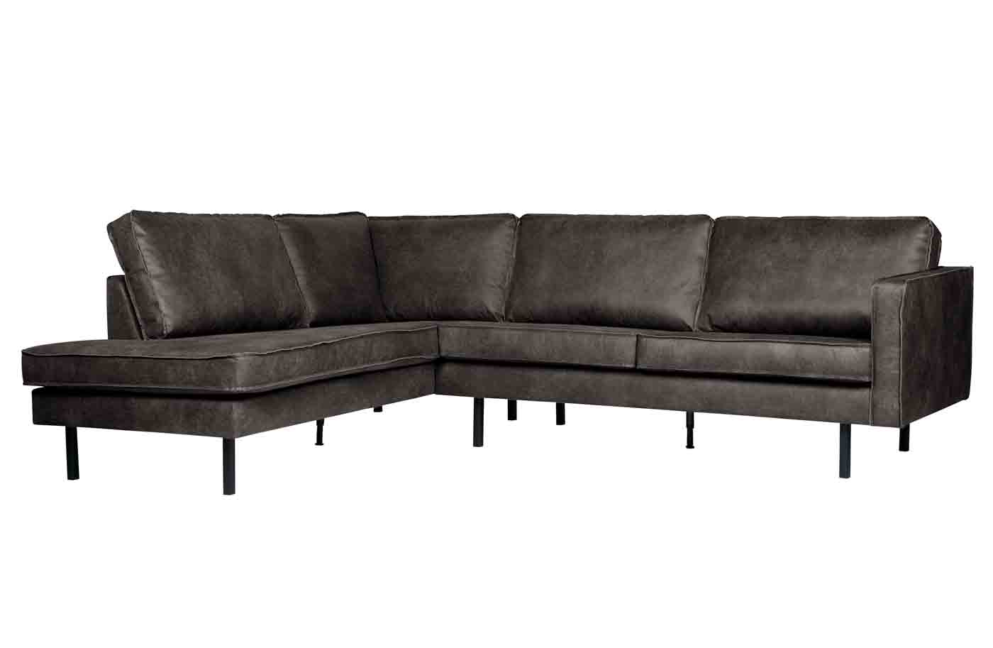 Rodeo Ecksofa Lederoptik, links Schwarz