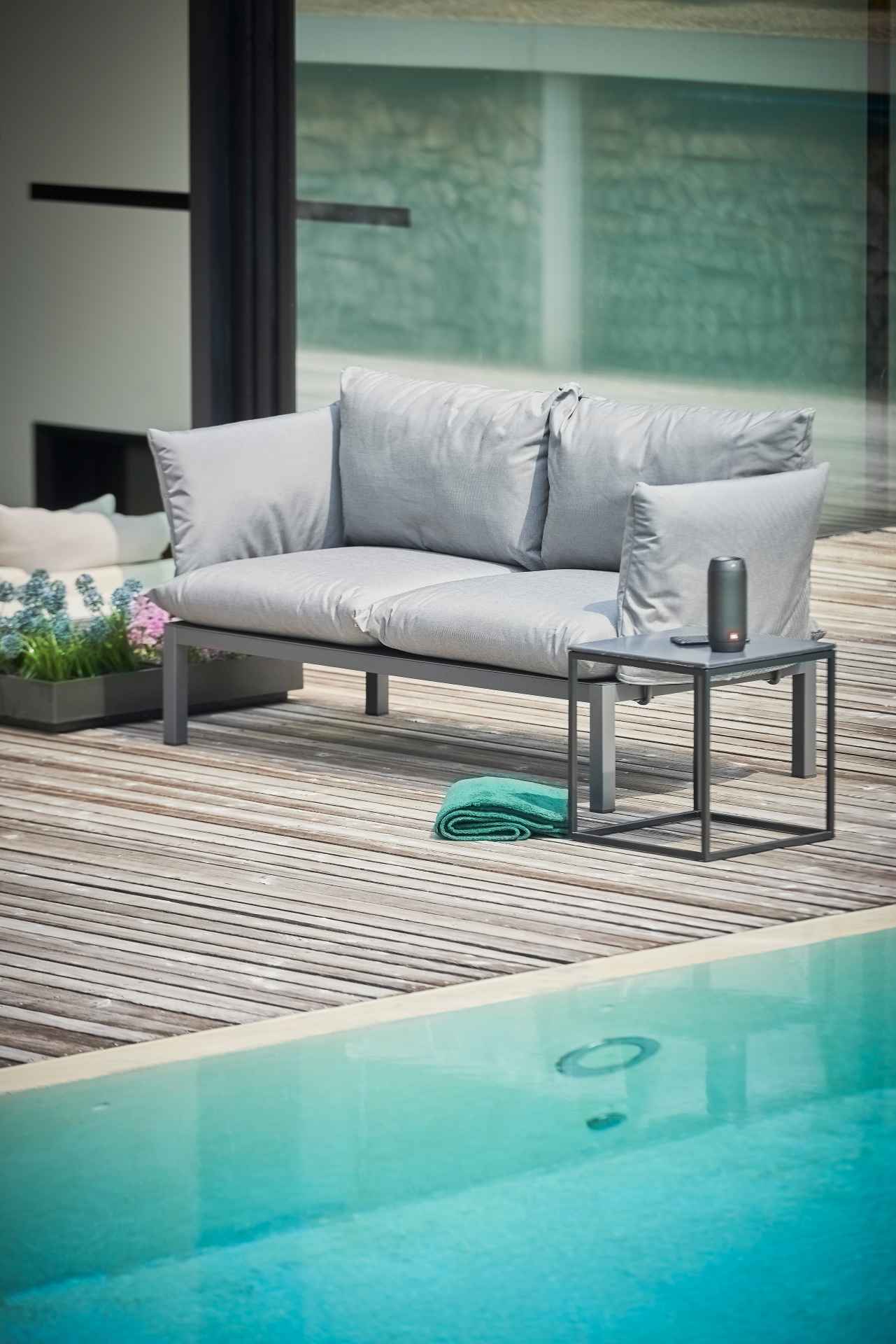 Garten Sofa Domino 2-Sitzer, Schwarz/Grau