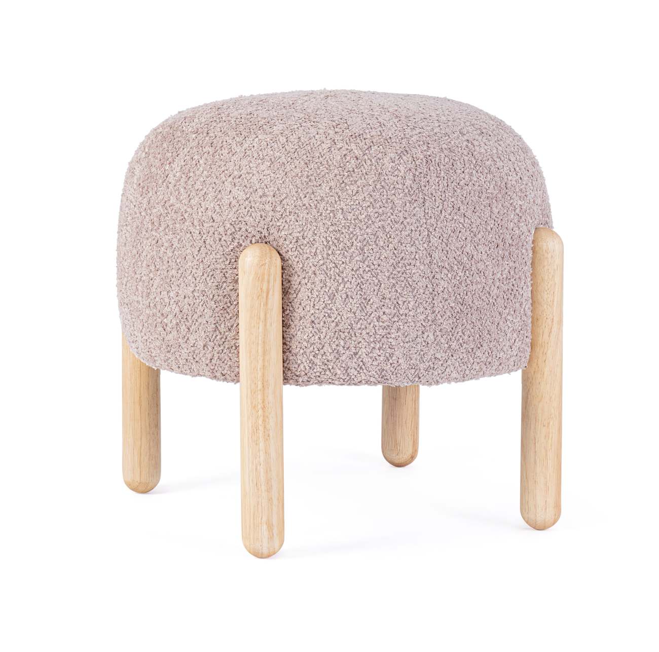 Hocker Dayla aus Boucle-Stoff, Altrosa