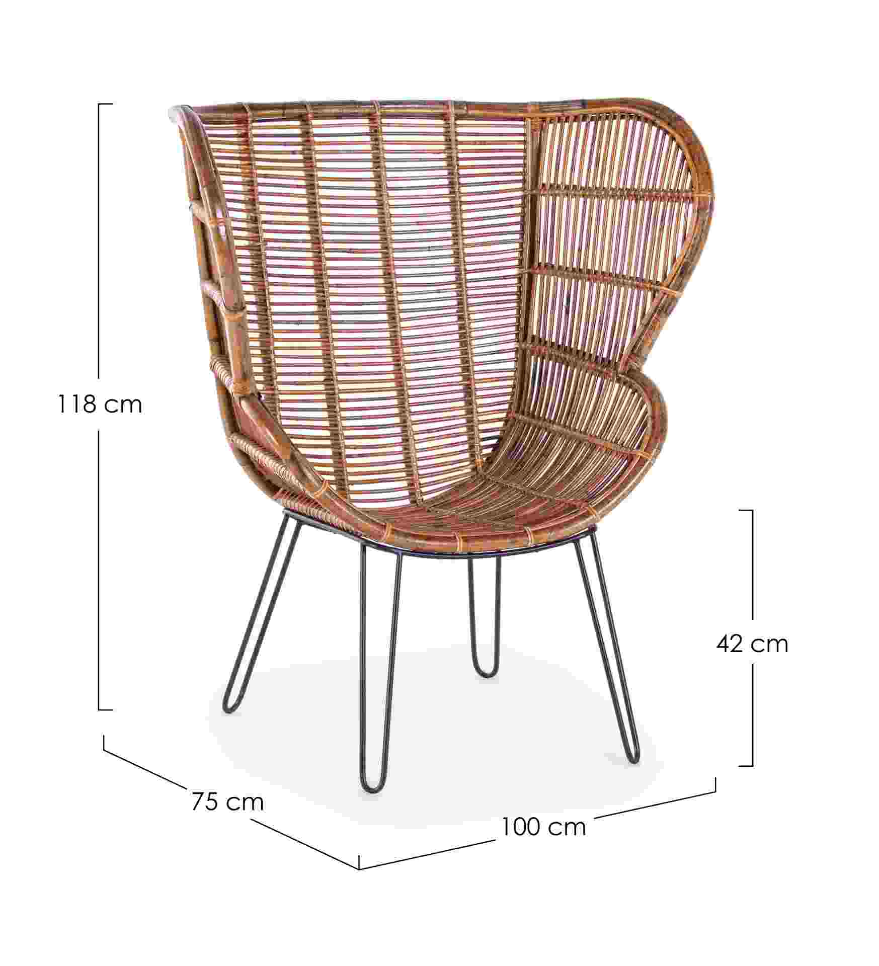 Sessel Estefan aus Rattan, Braun