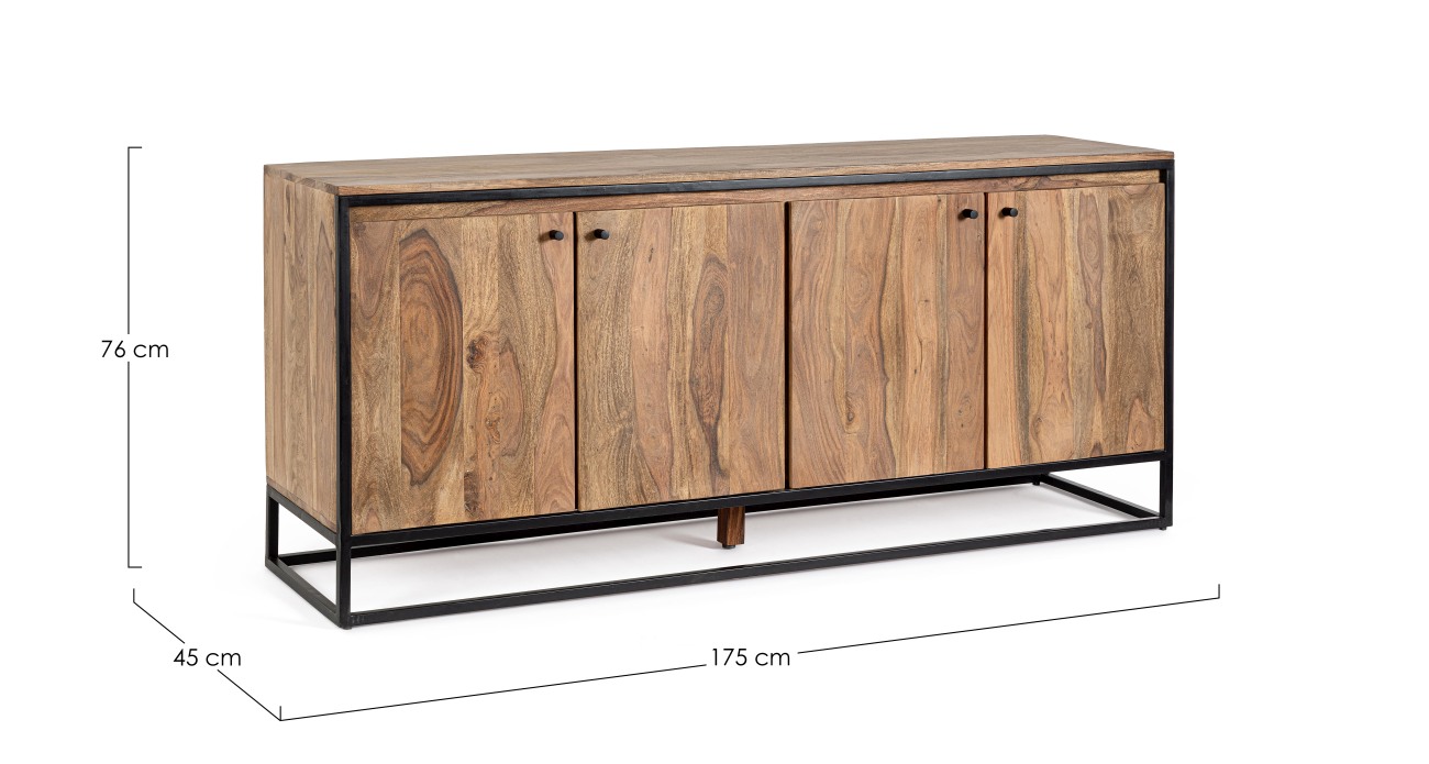 Sideboard Nartan aus Sheesham-Holz, 4 Türen