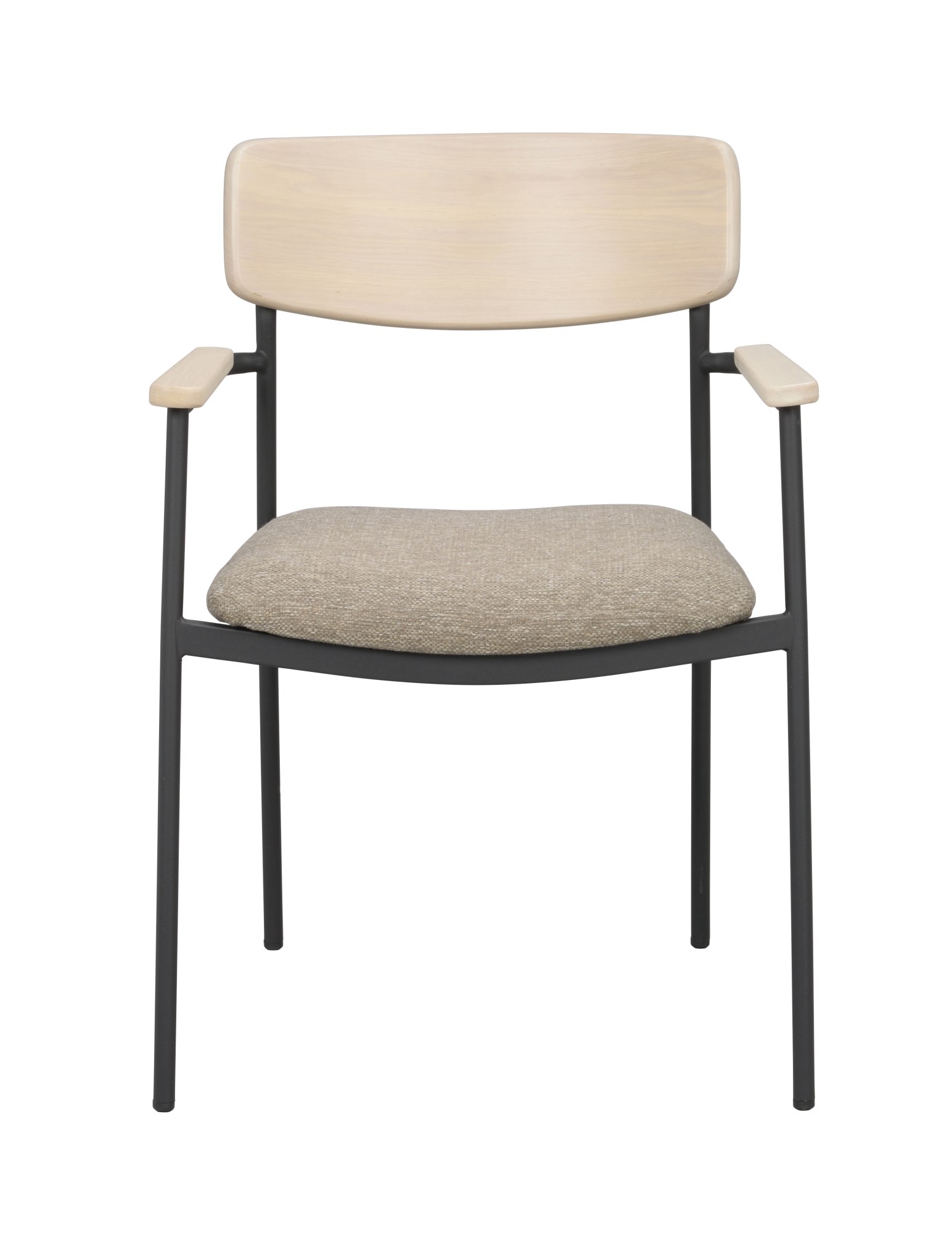Stuhl Maymont 2er Set mit Armlehnen, Whitewash / Dunkelbeige – überzeugt mit zeitlosem Stil.
