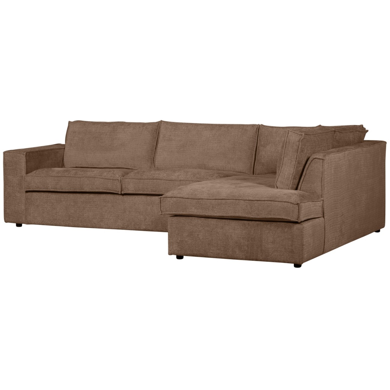 Ecksofa Hajo aus Chenille-Stoff Rechts, Mud