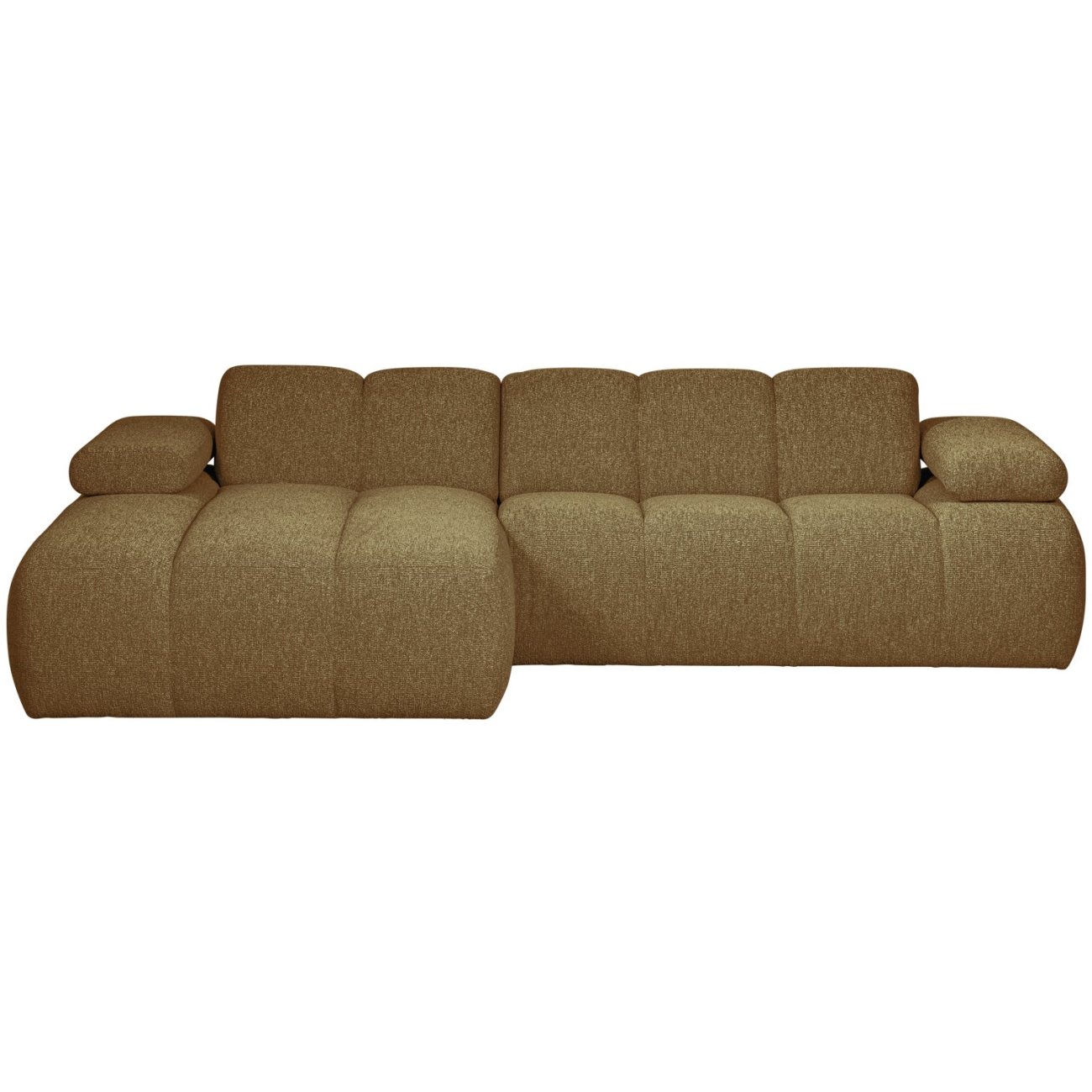 Chaiselongue Mojo aus Boucle-Stoff Links, Gelb/Braun