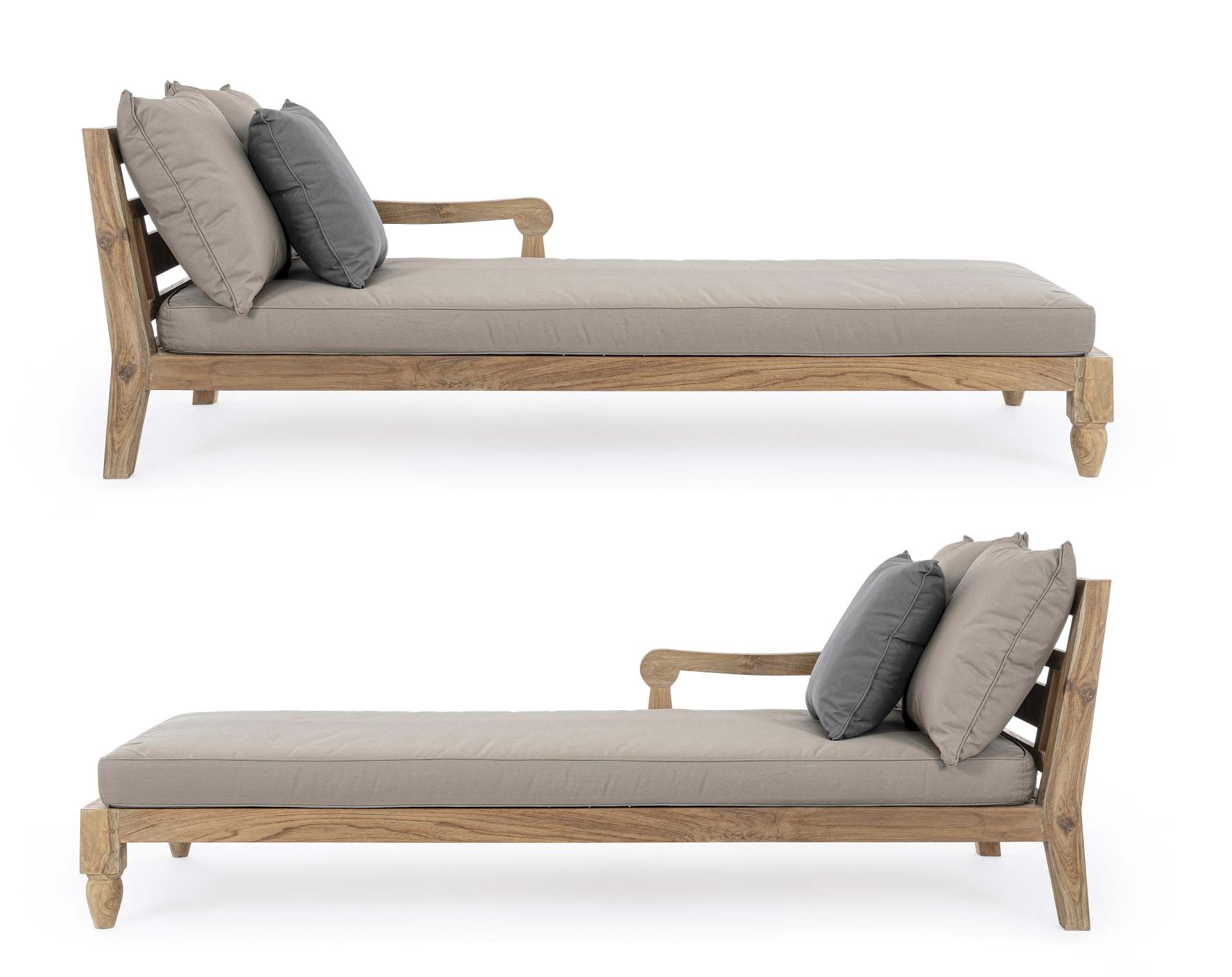 Daybed Bali aus Teakholz, Grau