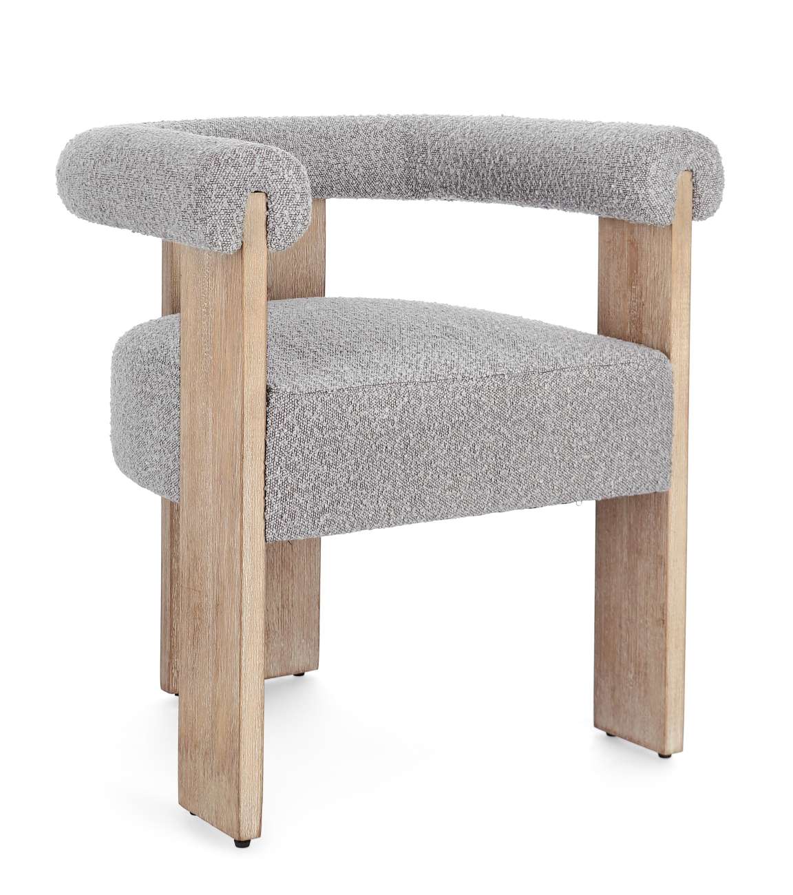 Esszimmerstuhl Agape aus Boucle, Grau / Natur