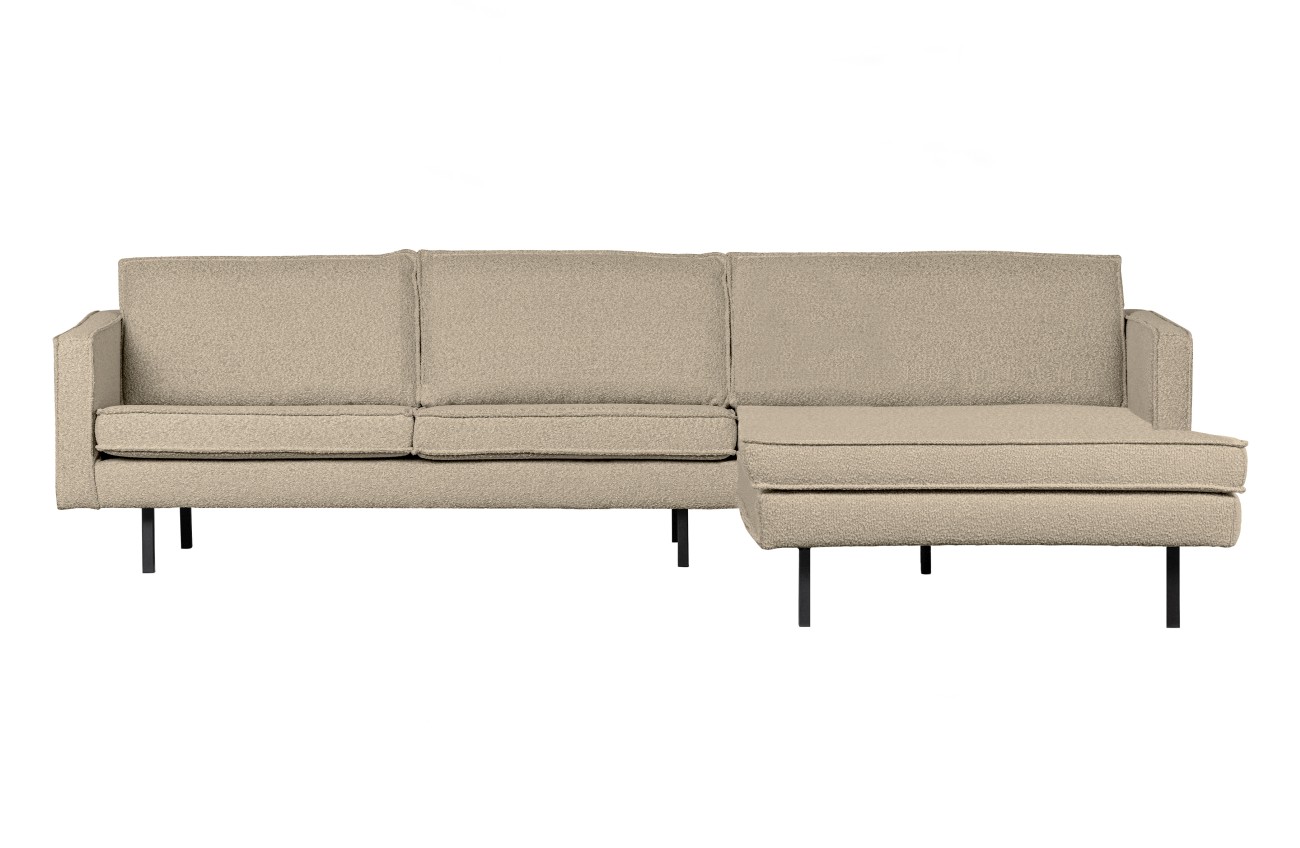 Chaiselongue Rodeo aus Boucle-Stoff Rechts, Beige