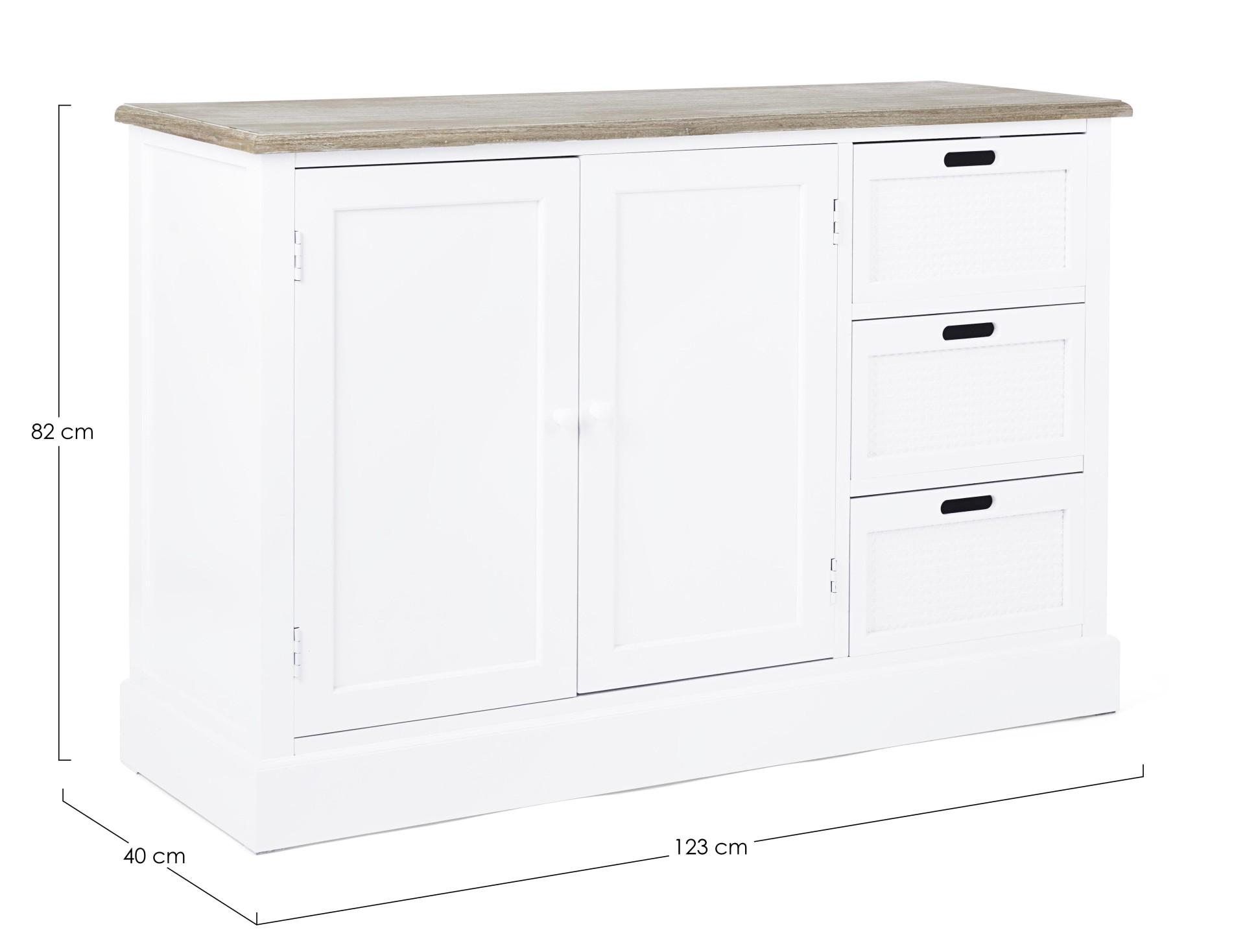 Sideboard Dorotea aus Paulowniaholz, 123 cm