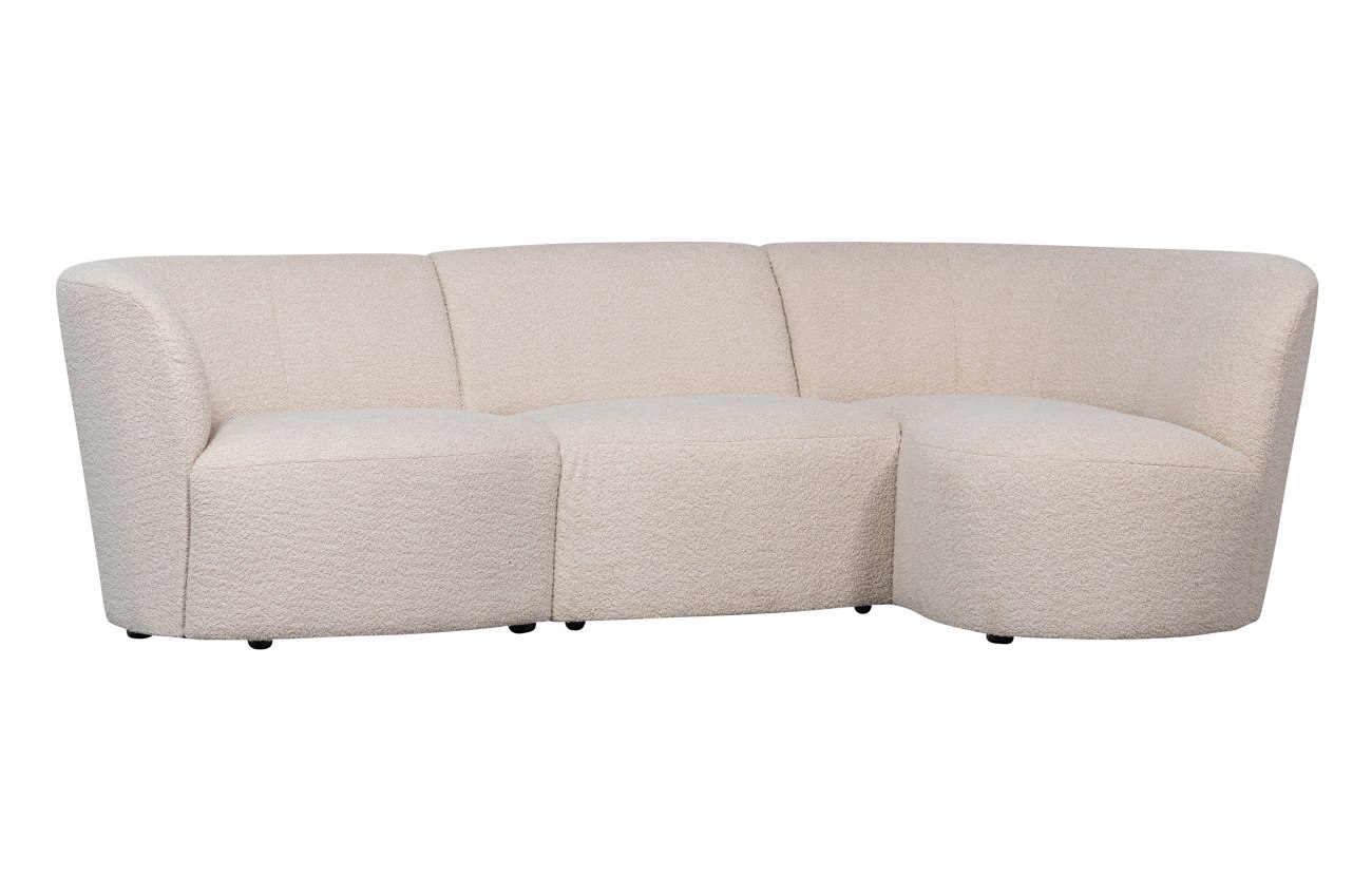 Ecksofa Coco aus Boucle-Stoff Rechts, Creme