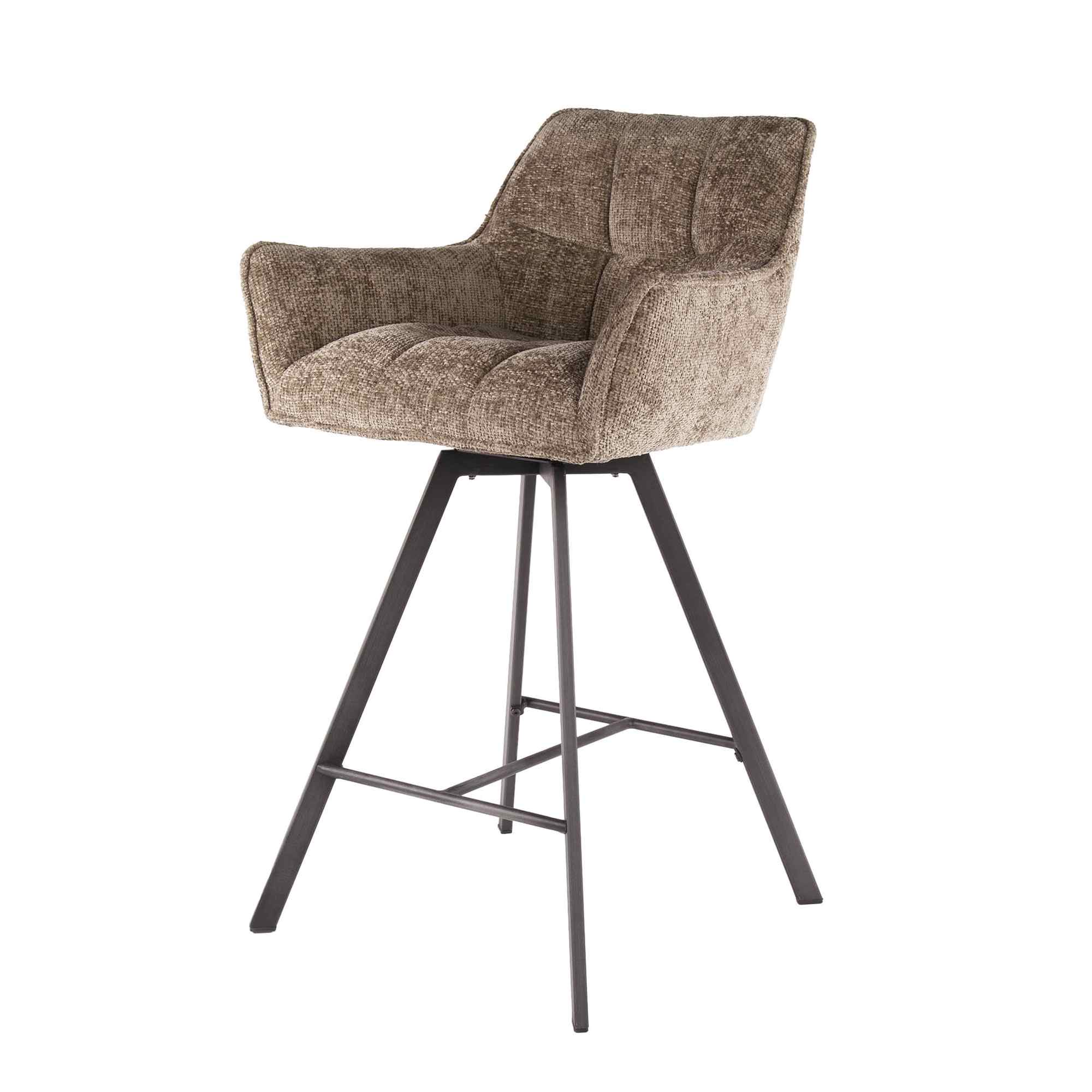 2er-Set Barhocker Spinras mit Armlehne, Drehbar - Webstoff, Champagner