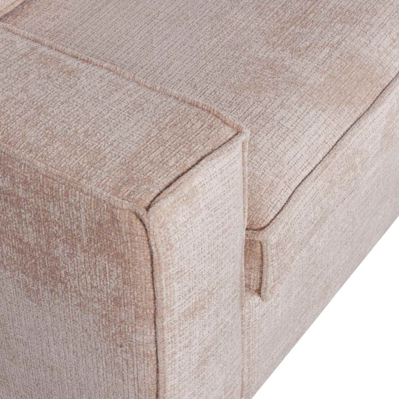 Ecksofa Hajo aus Chenille-Stoff Rechts, Sand