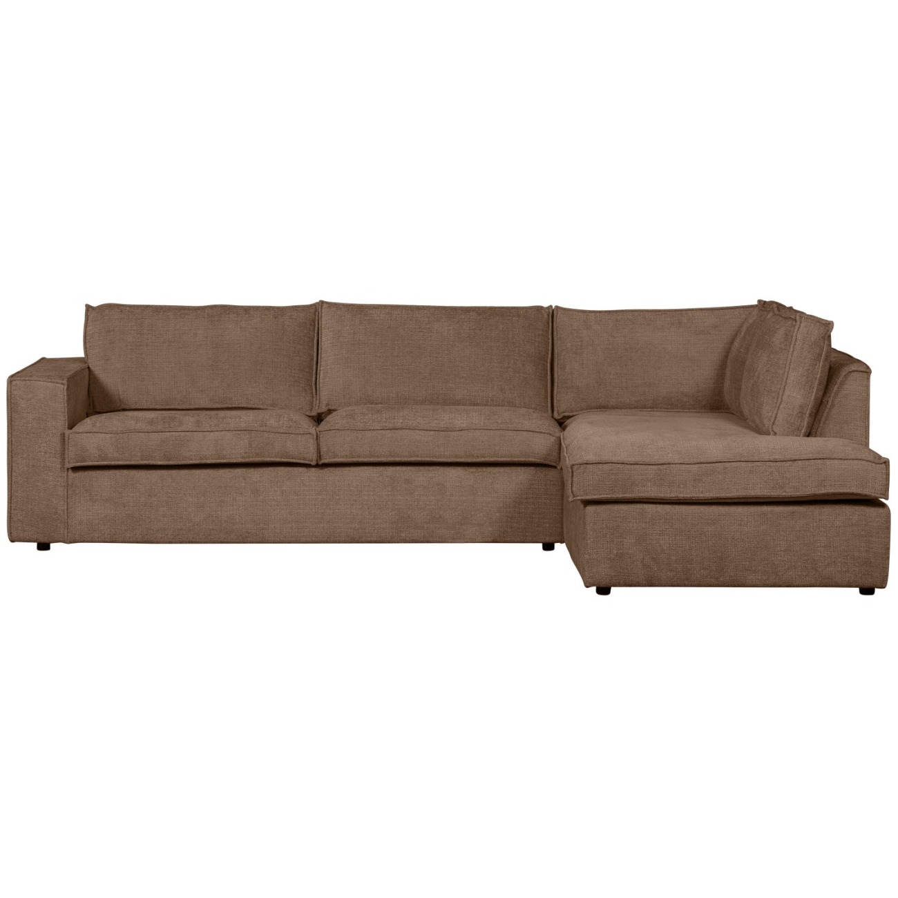 Ecksofa Hajo aus Chenille-Stoff Rechts, Mud