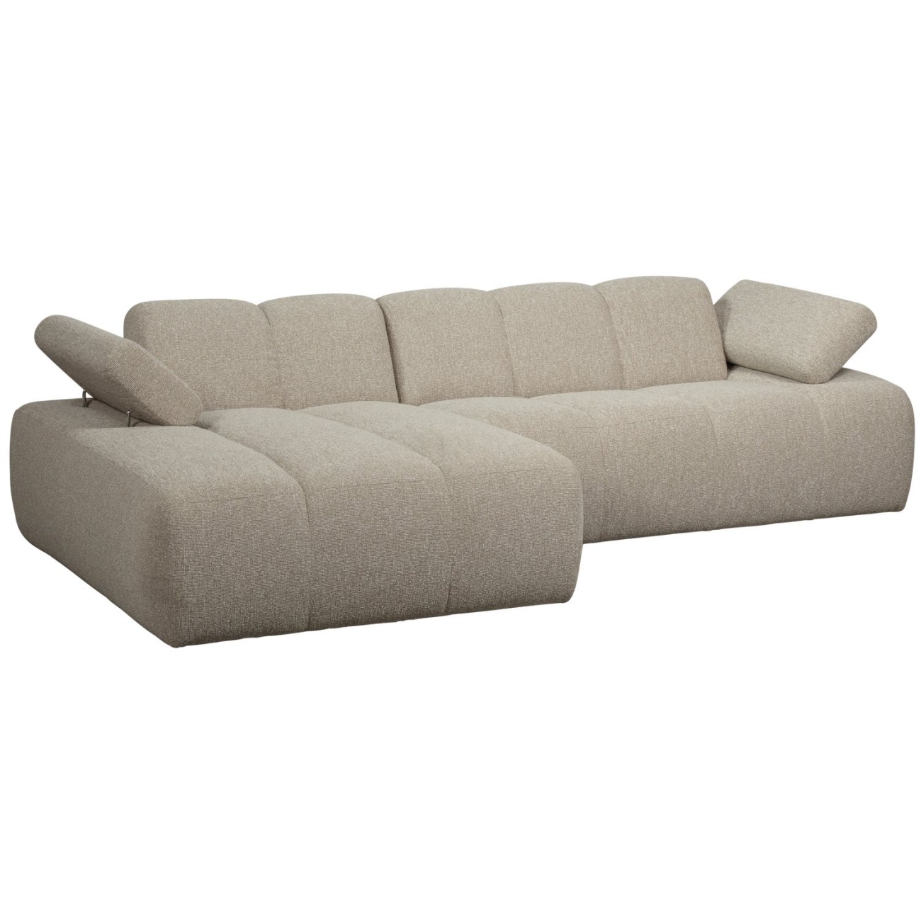 Chaiselongue Mojo aus Boucle-Stoff Links, Beige