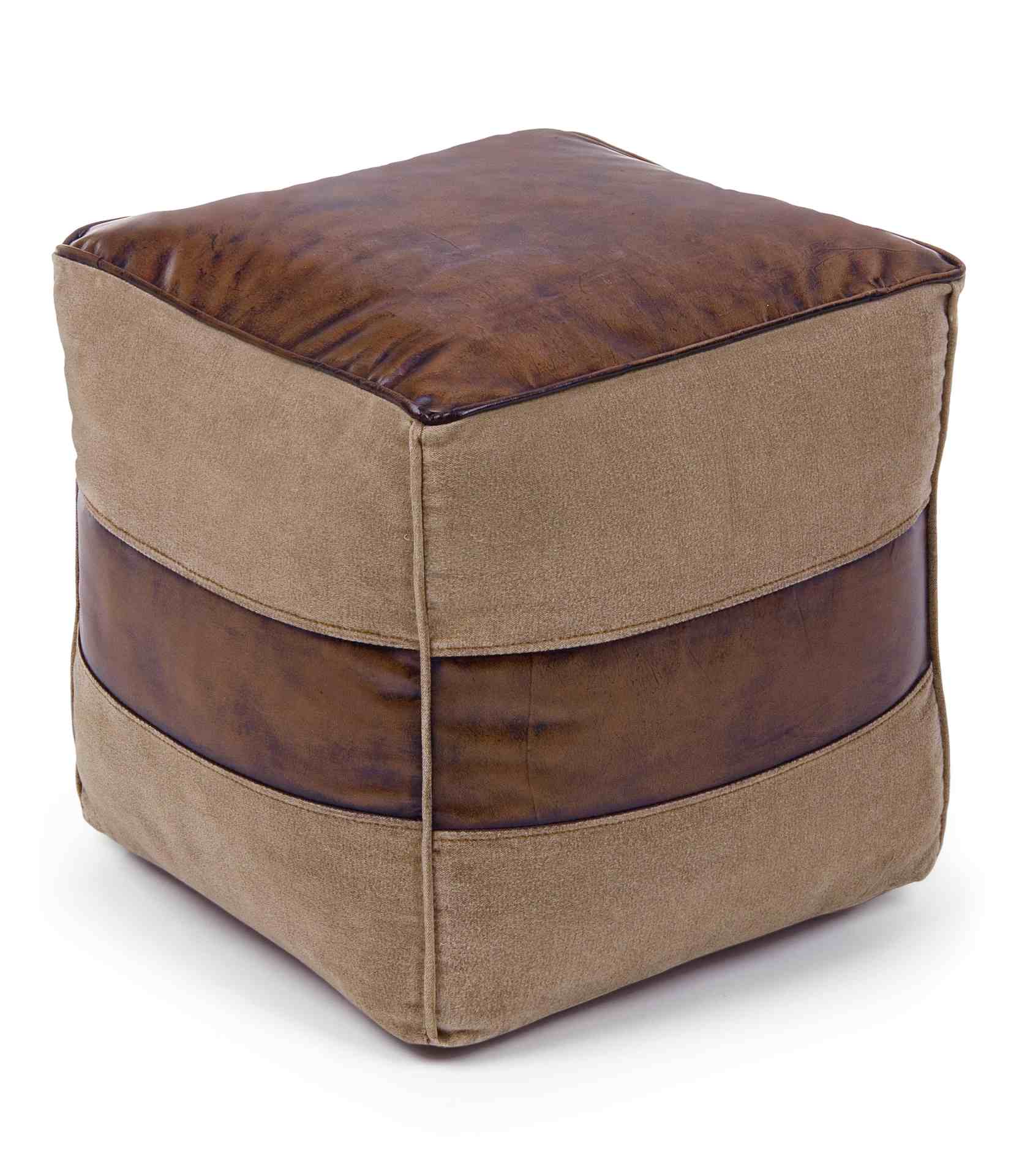 Pouf Charleston aus Büffelleder, Braun