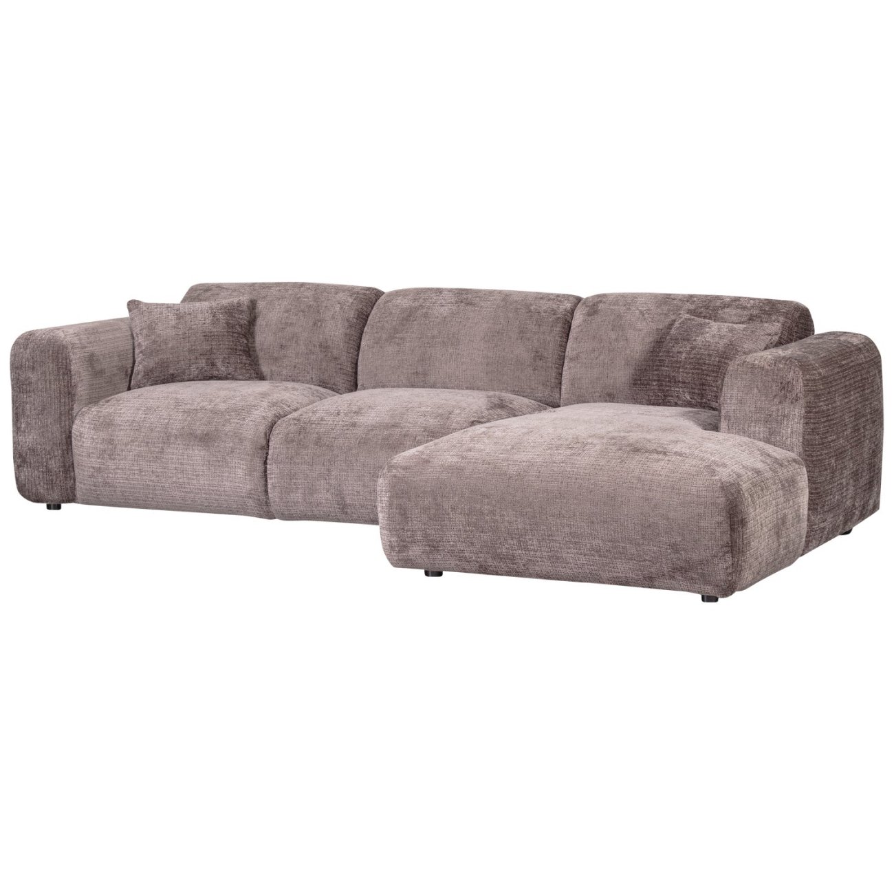 Chaiselongue Cloud aus Chenille-Stoff Rechts, Taupe