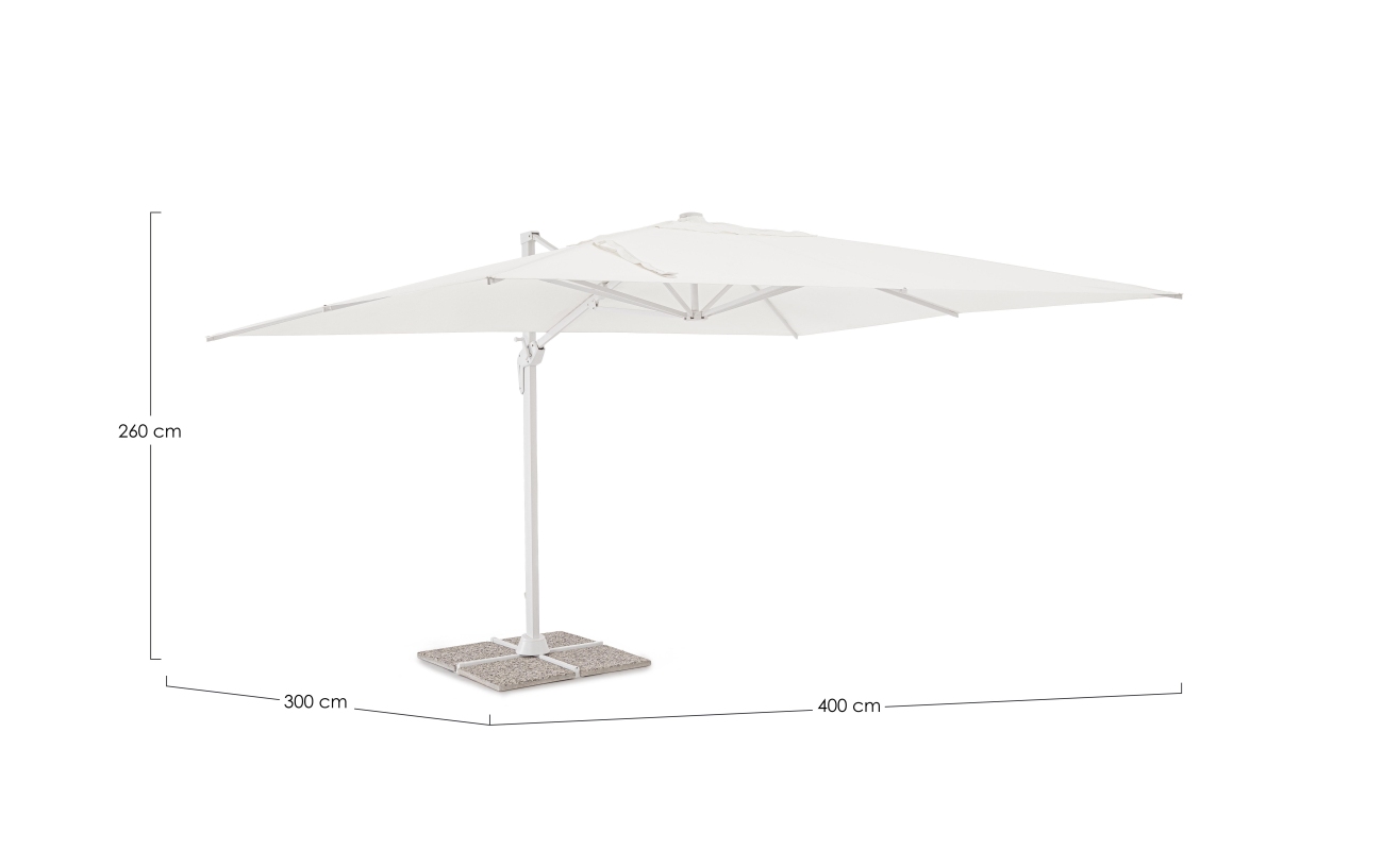 Sonnenschirm Vega aus Aluminium 3x4 m, Weiß
