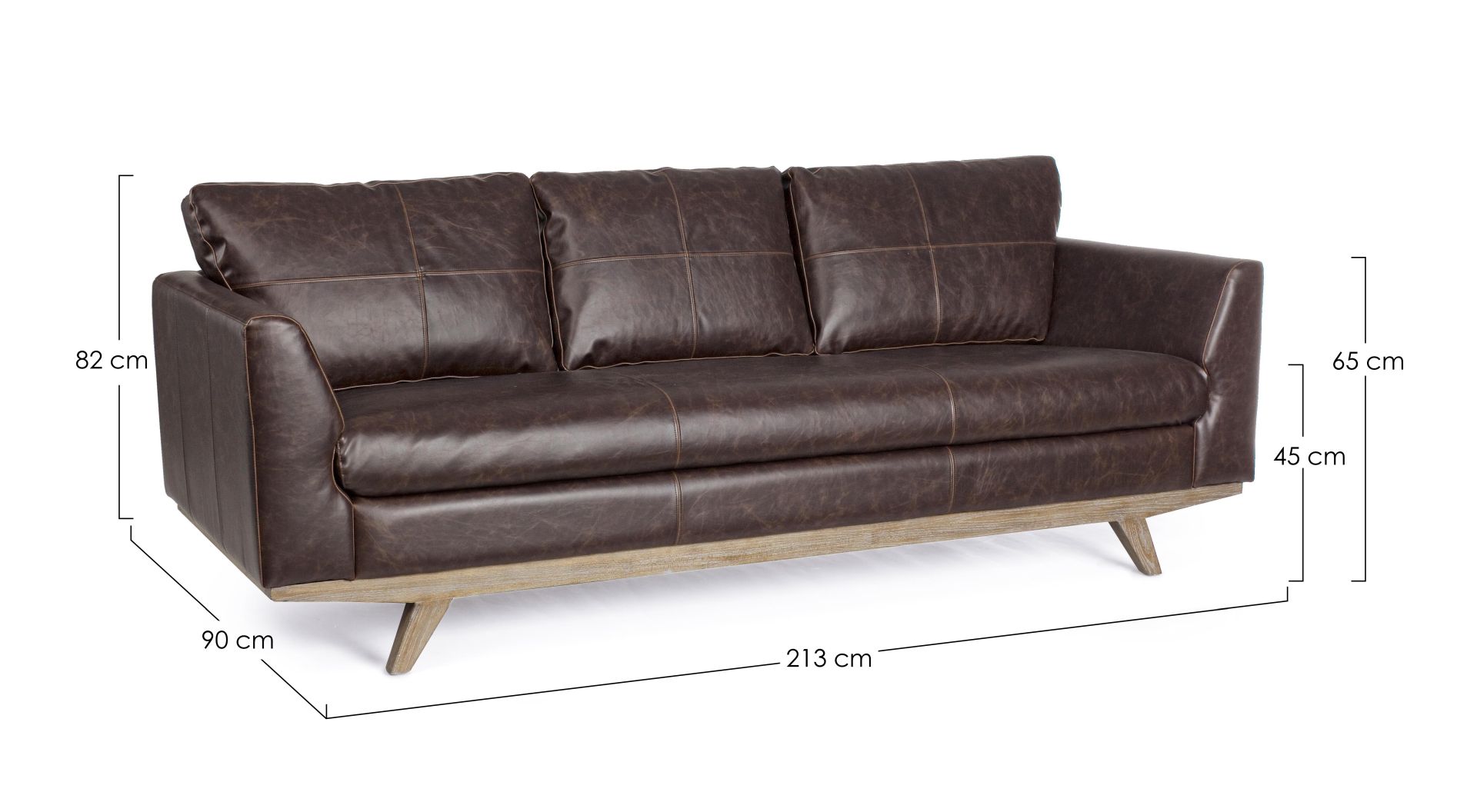 Sofa Johnston aus Kunstleder, 3-Sitzer