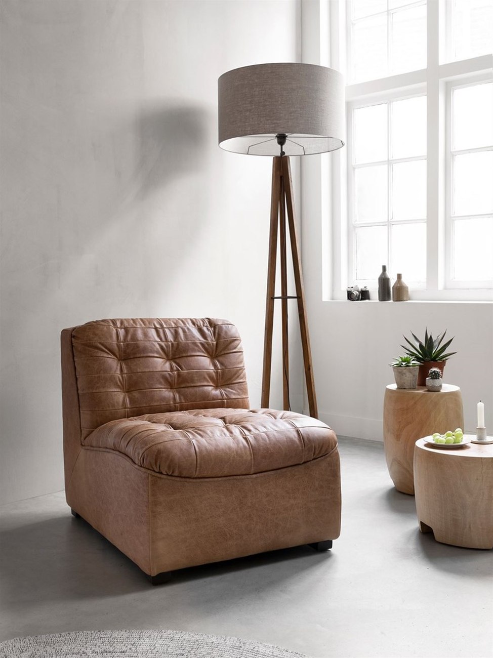 Sessel Liberty aus Leder, Cognac