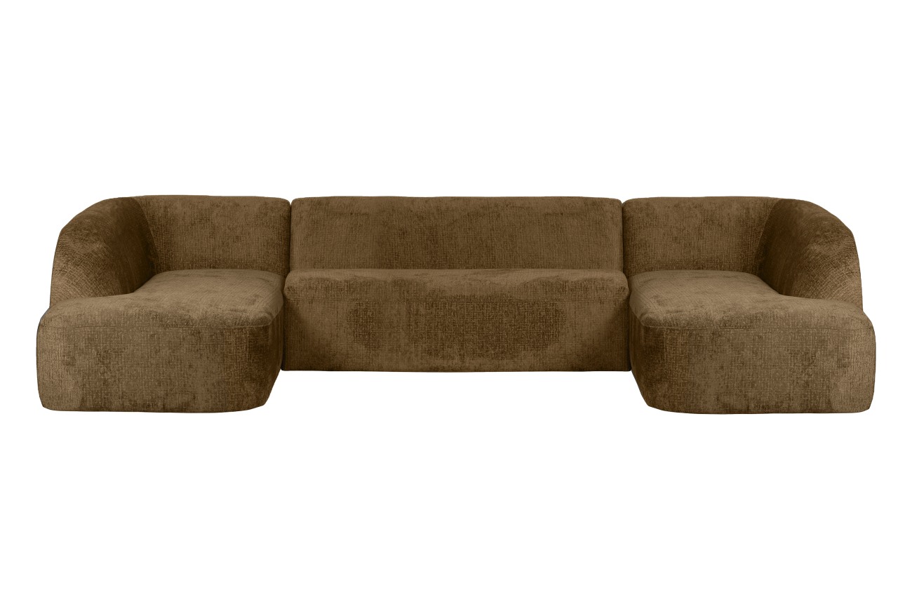 Sofa Sloping U-Form aus Struktursamt, Brass