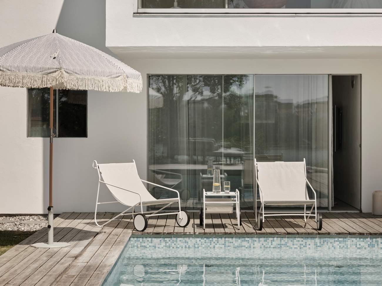 Sonnenschirm Gatsby Ø 185 cm, Grau / Weiß