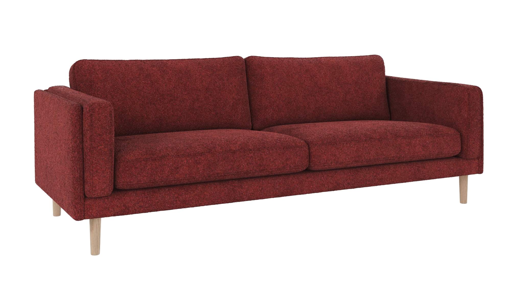 Sofa Braden 3-Sitzer, Beine Weiß pigmentiert, Bezug Anna Rot