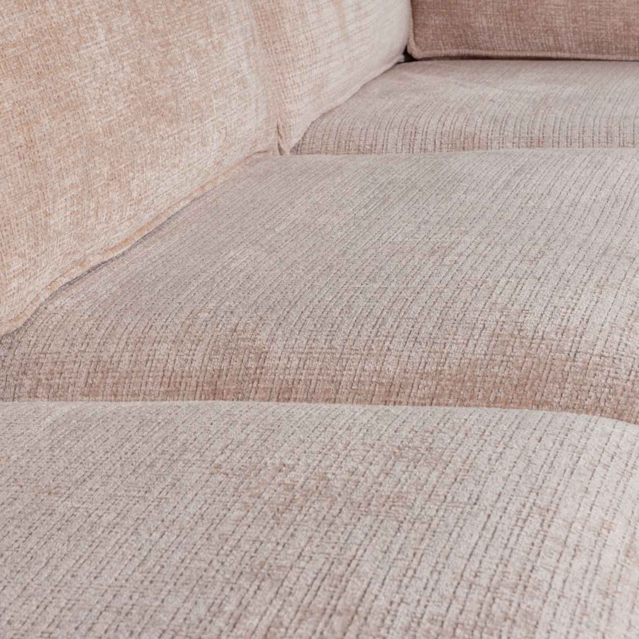 Ecksofa Hajo aus Chenille-Stoff Rechts, Sand