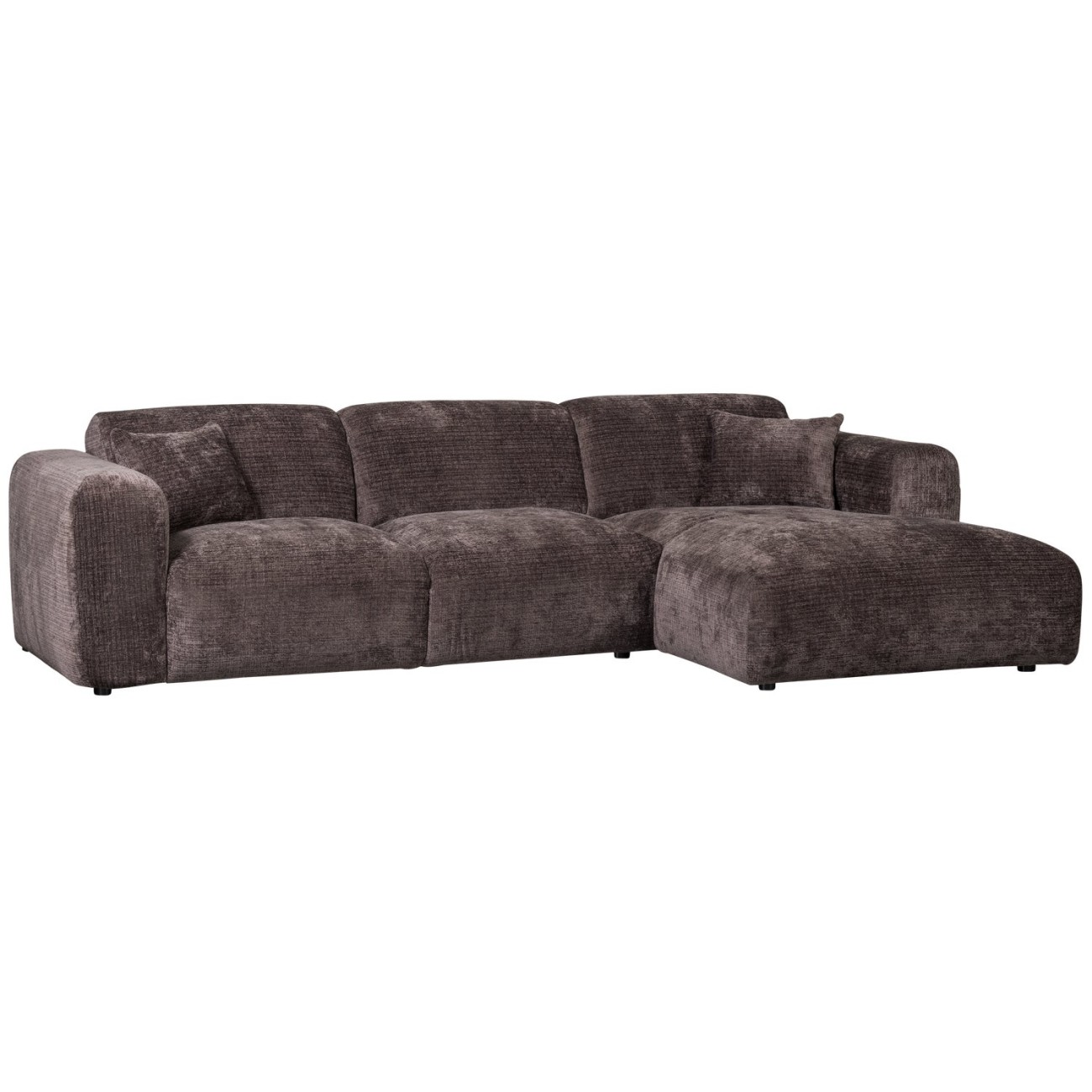 Chaiselongue Cloud aus Chenille-Stoff Rechts, Braun