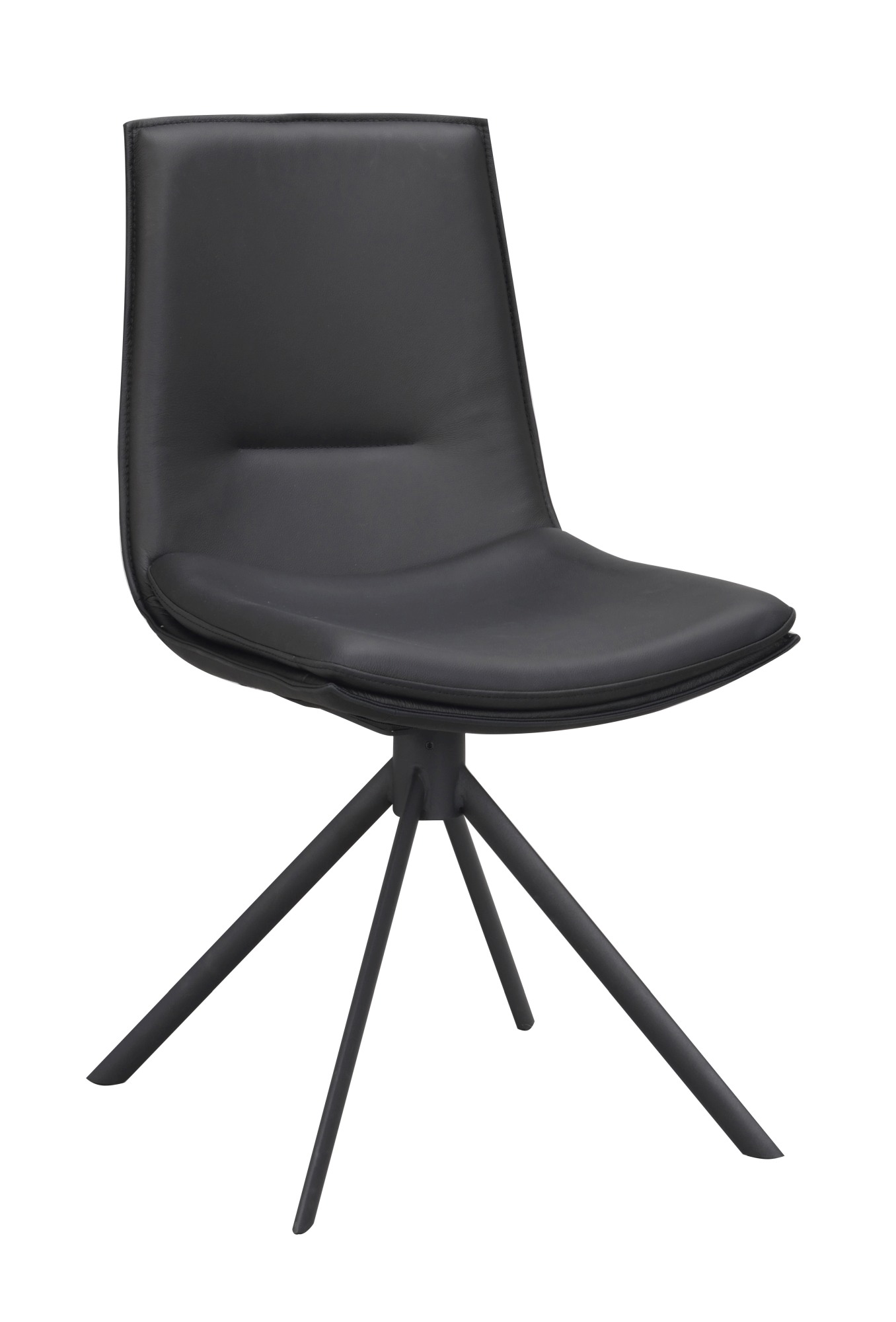 Stuhl Lowell 2er Set Drehgestell, Leder Schwarz