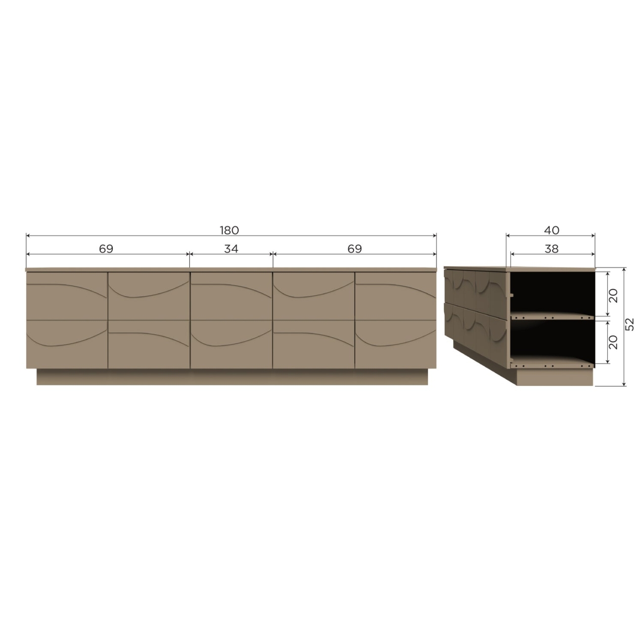 TV-Board Teo aus Kiefernholz, 180 cm