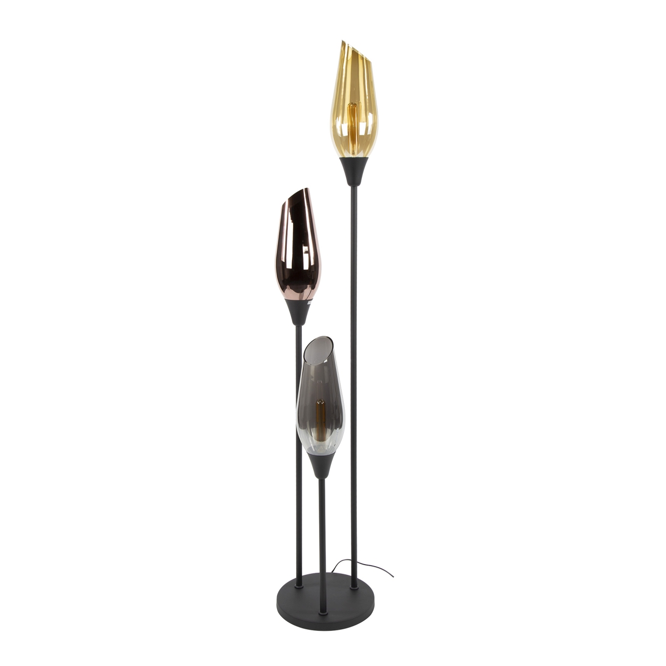 Stehleuchte Ovaluci mit LED, 3-flammig - Glasschirme in 3 Farben, L