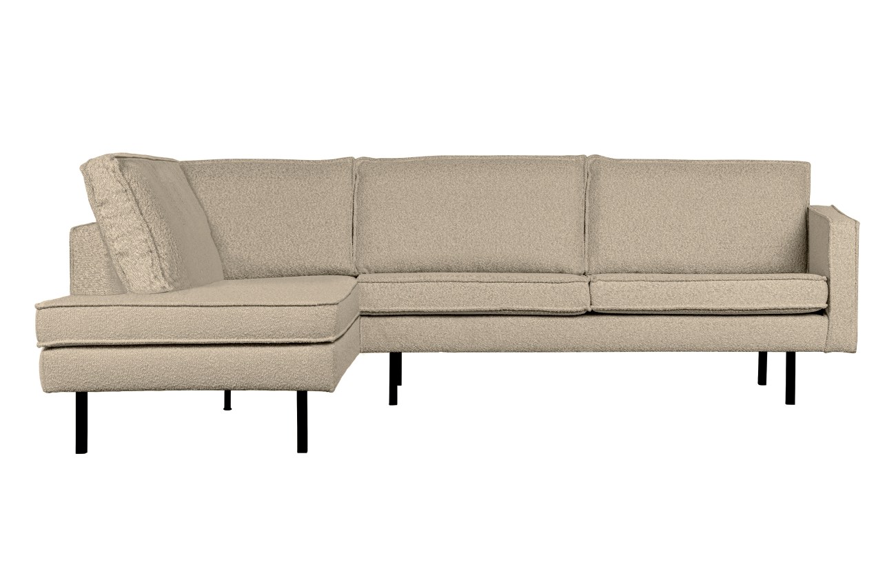 Ecksofa Rodeo aus Boucle-Stoff Links, Beige