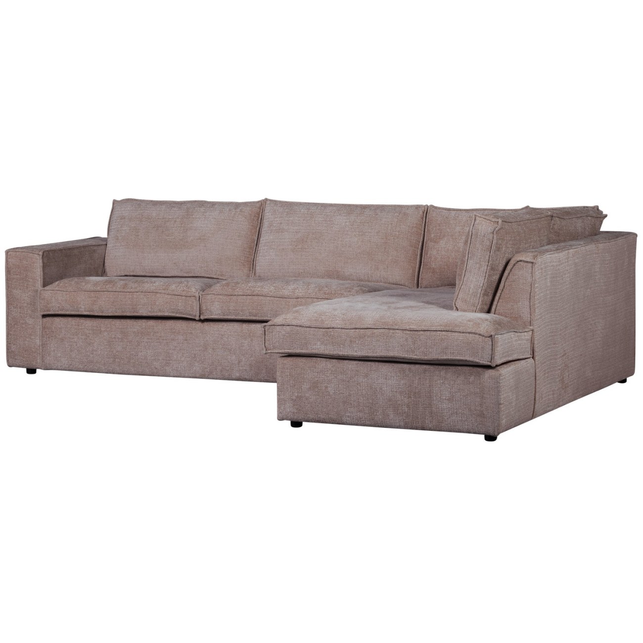 Ecksofa Hajo aus Chenille-Stoff Rechts, Taupe