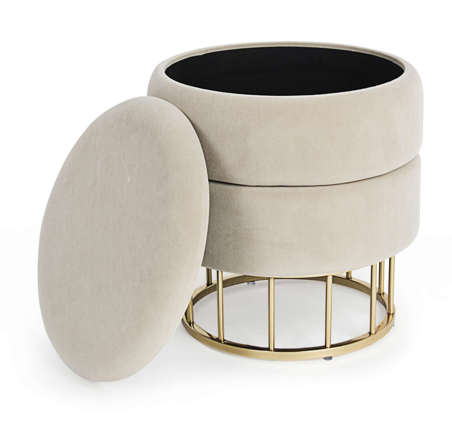 Hocker Pavlina in Samt-Optik, Beige