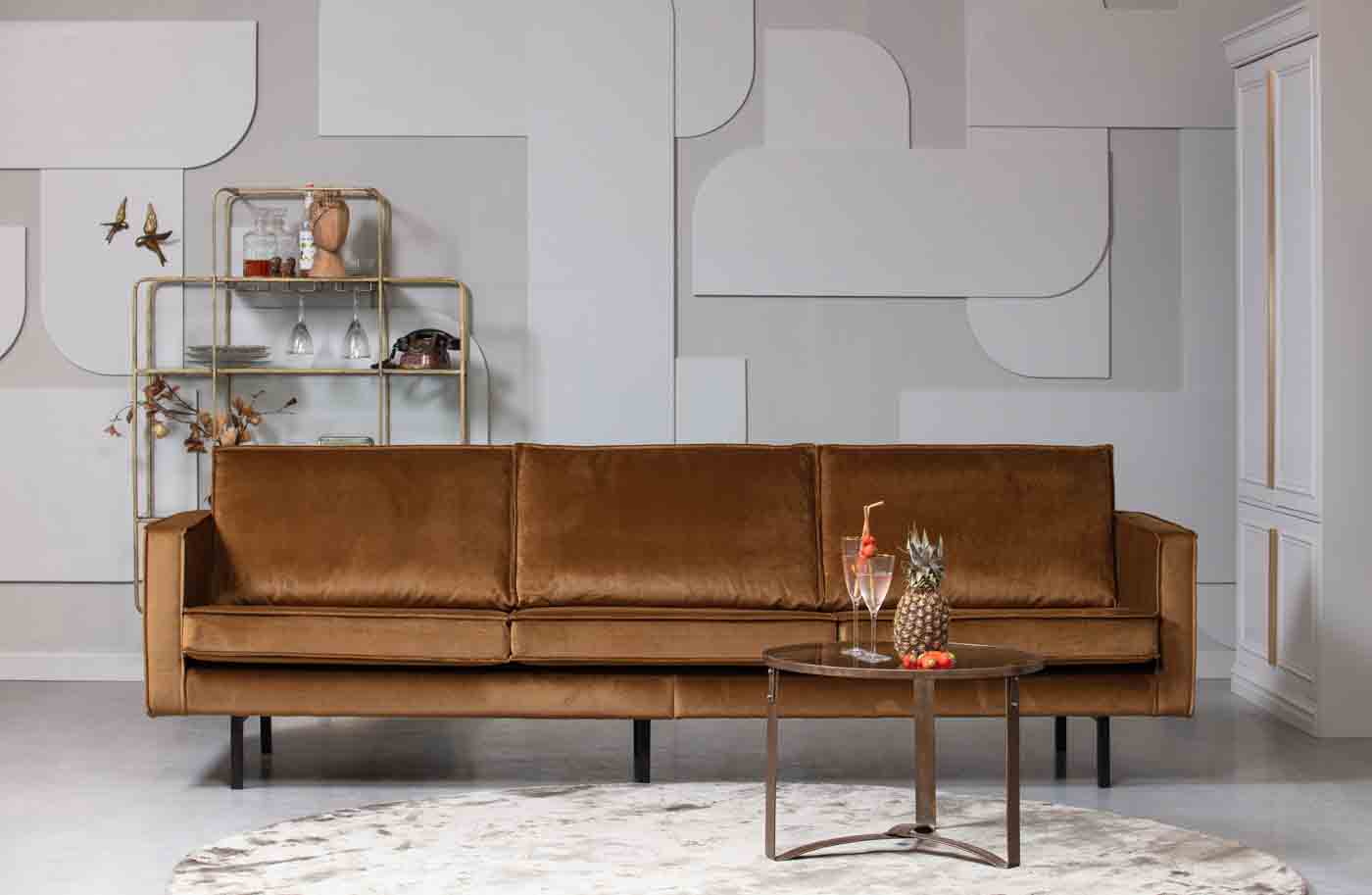 Rodeo Sofa 3-Sitzer Samt, Honig Gelb