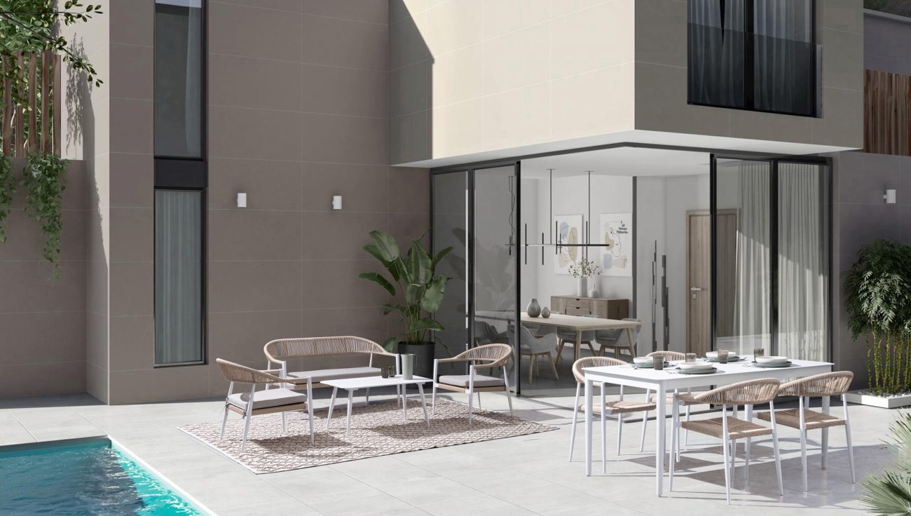 Gartensessel Jandia aus Aluminium, Weiß / Beige